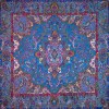 رومیزی ترمه طرح سپهسالار - مربع 100×100 سانتی متر - رنگ فیروزه ای تار مشکی