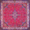 رومیزی ترمه طرح سپهر -  مربع ‍۱۰۰×۱۰۰ سانتی متر - رنگ قرمز تار مشکی