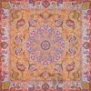 رومیزی ترمه طرح شهریار - مربع 100×100 سانتی متر - رنگ خردلی تار مشکی