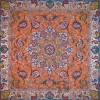 رومیزی ترمه طرح شهریار - مربع 100×100 سانتی متر - رنگ نارنجی تار مشکی