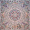 رومیزی ترمه طرح ستایش - مربع 100×100 سانتی متر - رنگ کرم کم رنگ مات تار مشکی