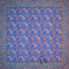 رومیزی ترمه طرح کج راه - مربع ‍۱۰۰×۱۰۰ سانتی متر - رنگ فیروزه ای تار مشکی